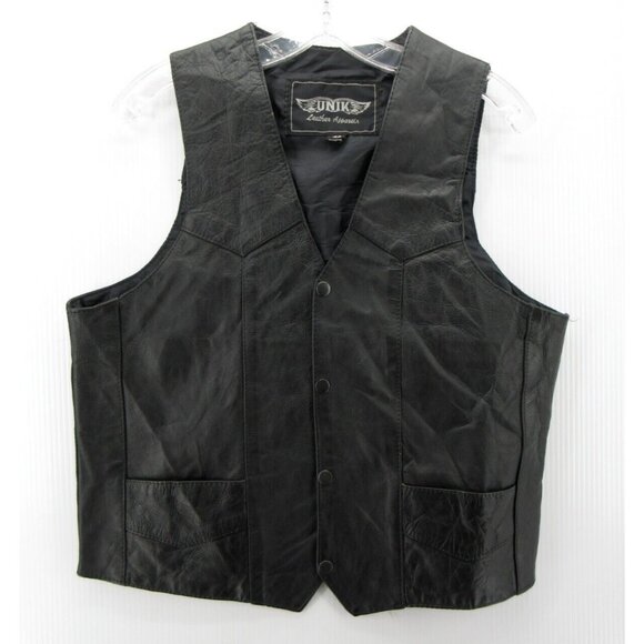Unik Vest 42 Genuine Leather Jacket Motorcycle Western Snap Front * - Picture 1 of 11